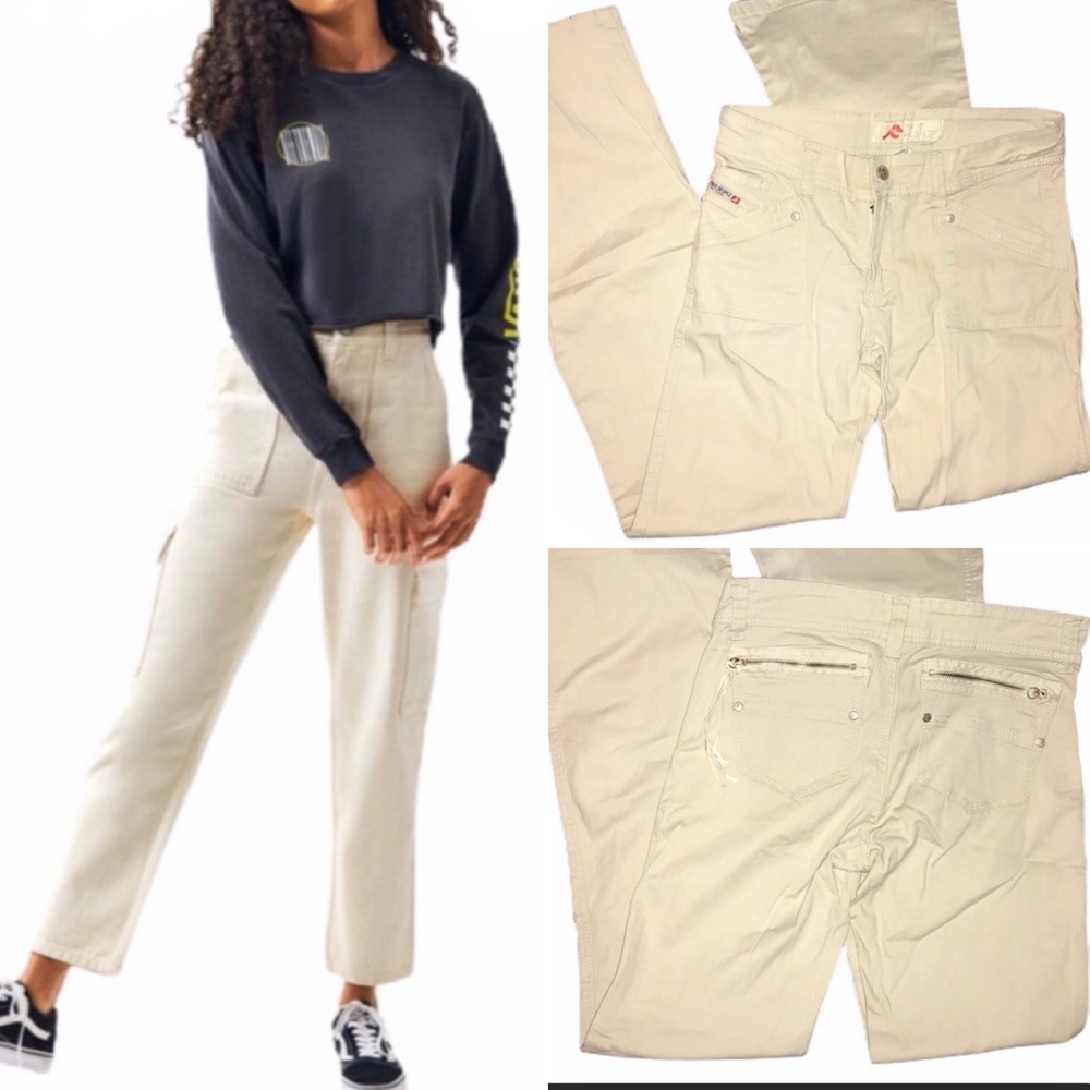 Y2K True People Off-white Cream Flare Leg Pants